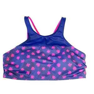 NWT Lands’end Kids Navy blue/Hot pink Swimsuit Top